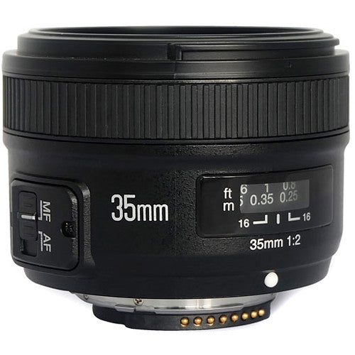 Lente Yongnuo YN 35mm f/2 para Nikon F – Objetivo Gran Angular Luminoso, Enfoque Automático y Nitidez Profesional
