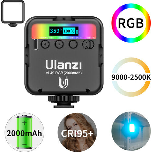 Luz LED Ulanzi VL49 RGB Multicolor – Mini Panel Profesional 2500K-9000K con Batería Integrada