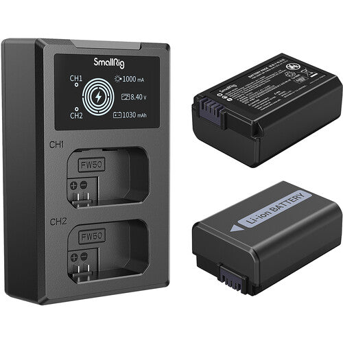 Cargador doble con 2 baterías SmallRig NP-FW50