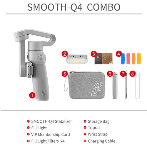 Zhiyun Smooth-Q4 para Smartphone – Gimbal de 3 Ejes con Varilla de Extensión y Control por Gestos