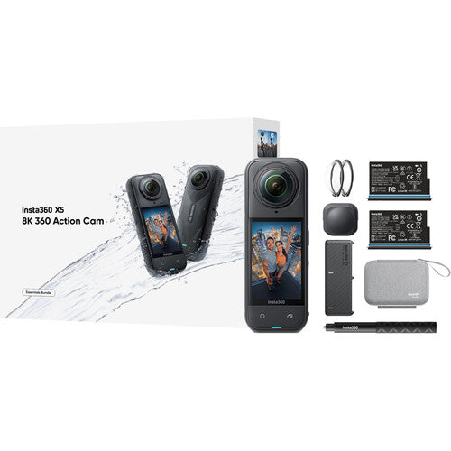 Cámara Insta360 X5 Essentials Bundle - Video 8K - Combo con Invisible Selfie Stick y Protectores de Lente