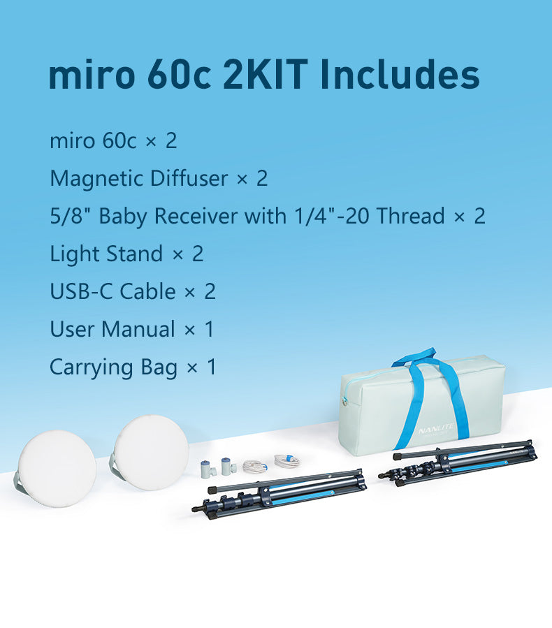 Kit de 2 Luces LED Nanlite 60C | Sistema de Iluminación Profesional a Color