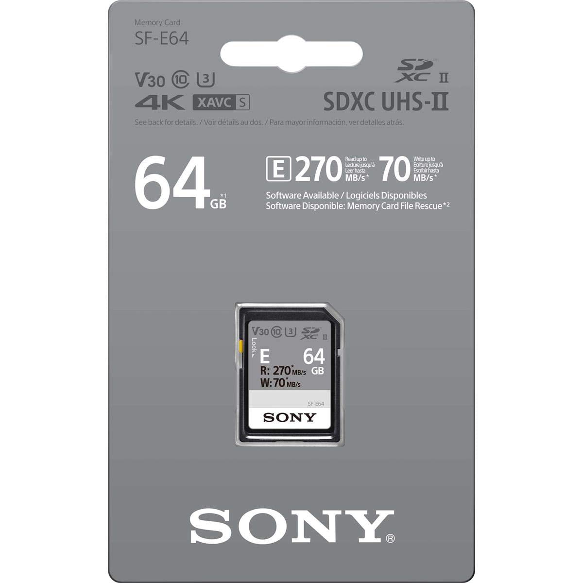 Memoria Sony SF-E Series SDXC 64GB V30 UHS-II
