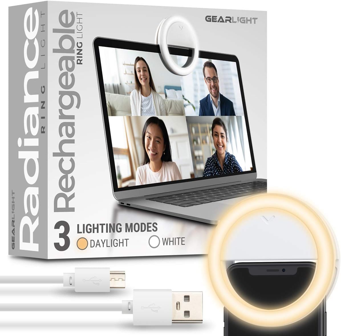 Luz LED Radiance para Celular – Iluminación Profesional Portátil para Selfies, Vlogging y Maquillaje