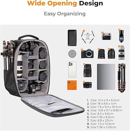 Mochila K&F Concept para Cámara | Maleta Rígida Impermeable con Compartimento Fotográfico – EOA Tecnología