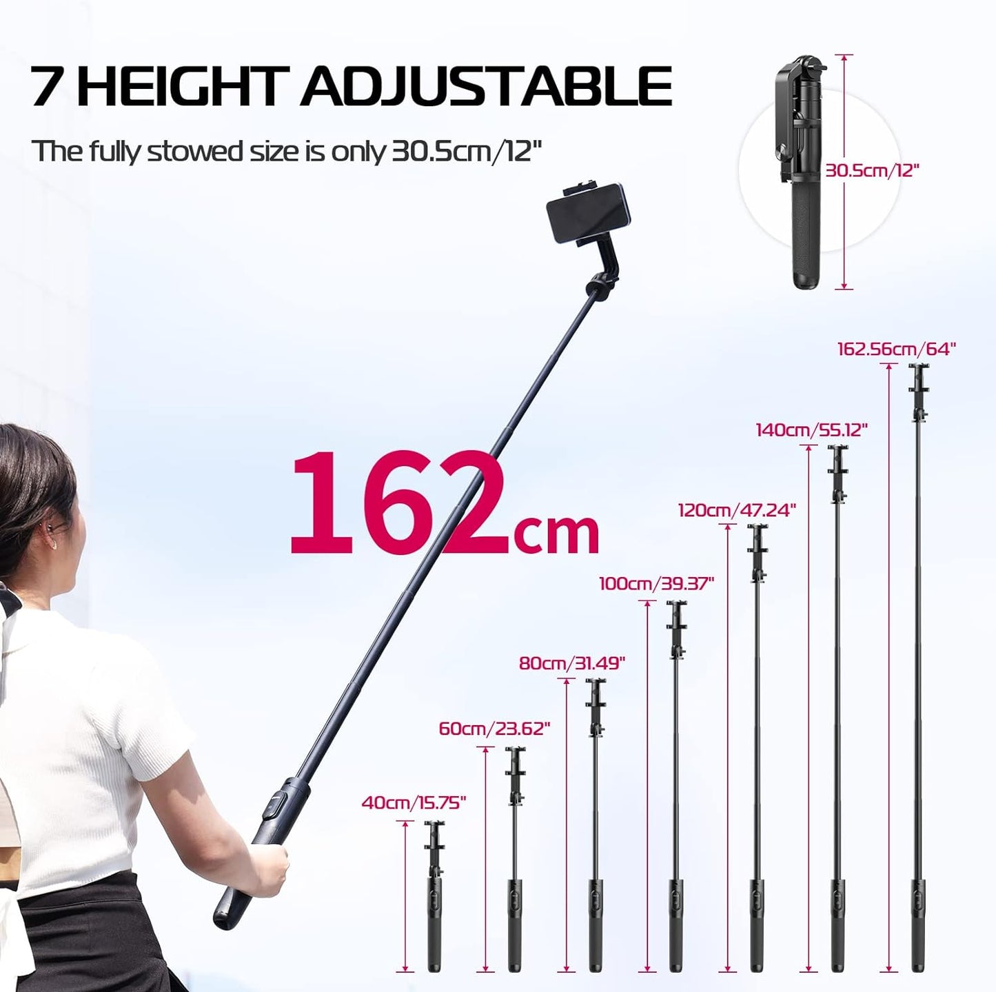 Ulanzi SK-03 – Trípode y Palo Selfie Profesional de 1.6 Metros con Control Remoto Bluetooth