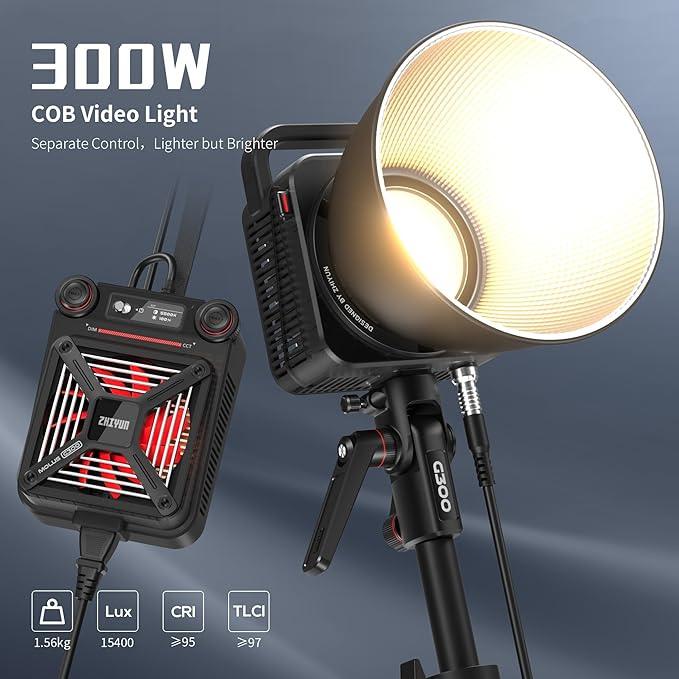 Zhiyun Molus G300 – Iluminador Profesional COB de 300W (Boost a 500W) con Control Externo