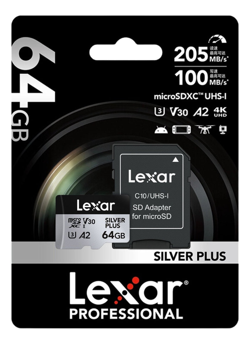 Lexar Tarjeta Micro SD 64 GB Silver Plus
