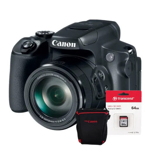 Canon PowerShot SX70 HS Combo – Cámara Bridge con Zoom Óptico 65x, Video 4K + Estuche + Memoria