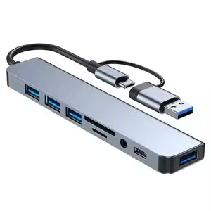 Hub USB-C 8 en 2 Multipuerto con USB 3.0 y Carga Rápida