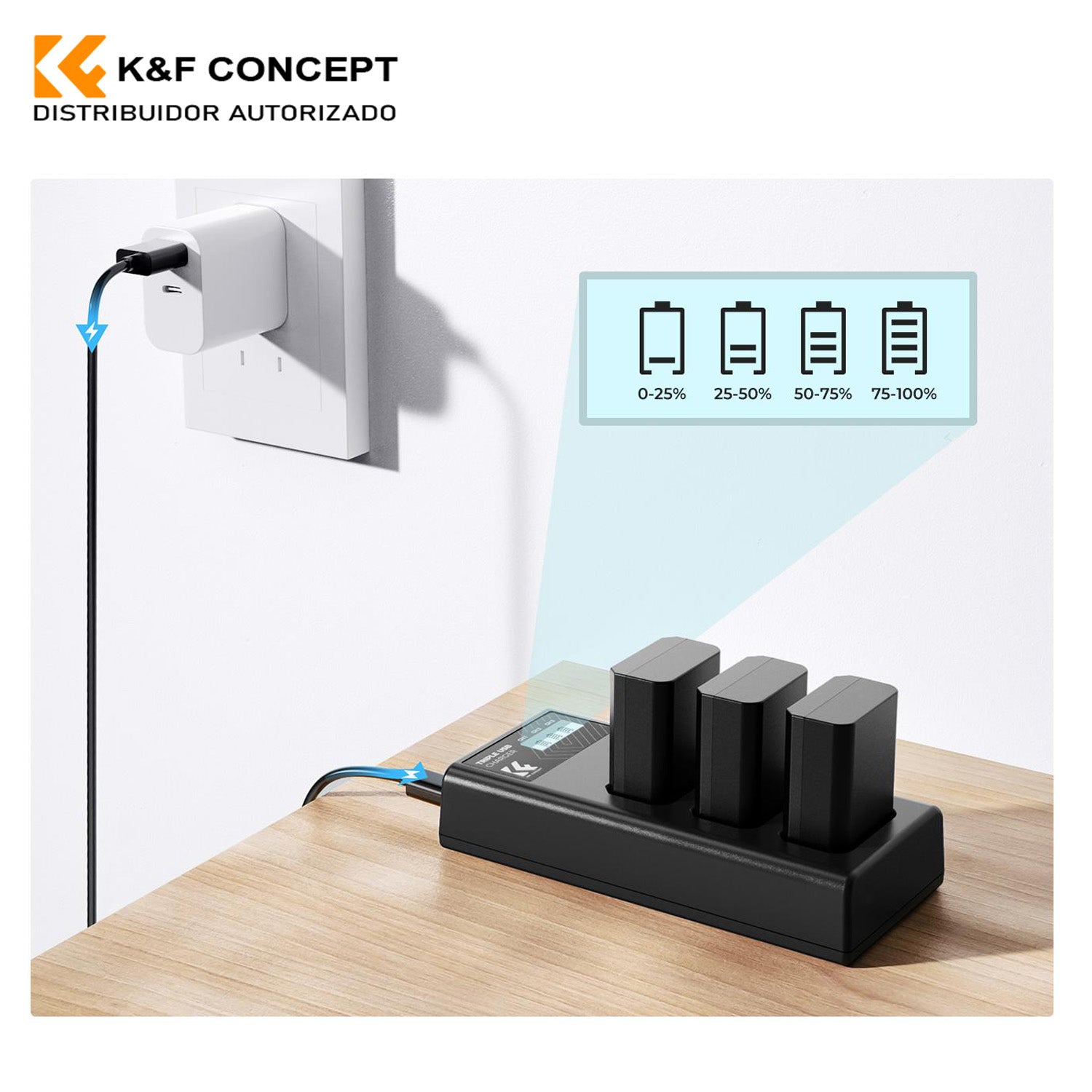 K&F Concept COMBO Kit DE 3 BATERÍAS FW50 + CARGADOR TRIPLE – ENERGÍA EXTRA PARA SONY