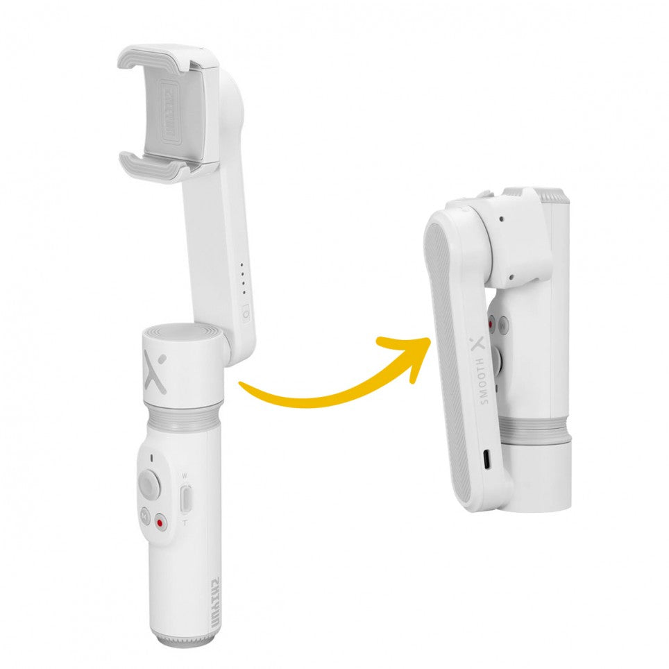 Estabilizador Zhiyun-Tech Smooth X (Blanco) – Gimbal Inteligente de 2 Ejes para Smartphone con Brazo Extensible y Control de Gestos