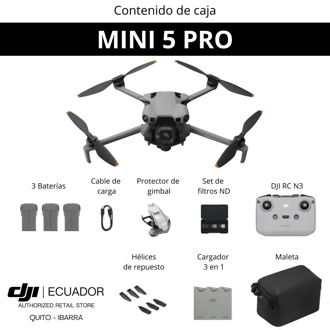 DJI Mini 5 Pro Fly More Combo RC-N3 | Dron 4K/120 fps con Sensor 1″ – EOA Tecnología