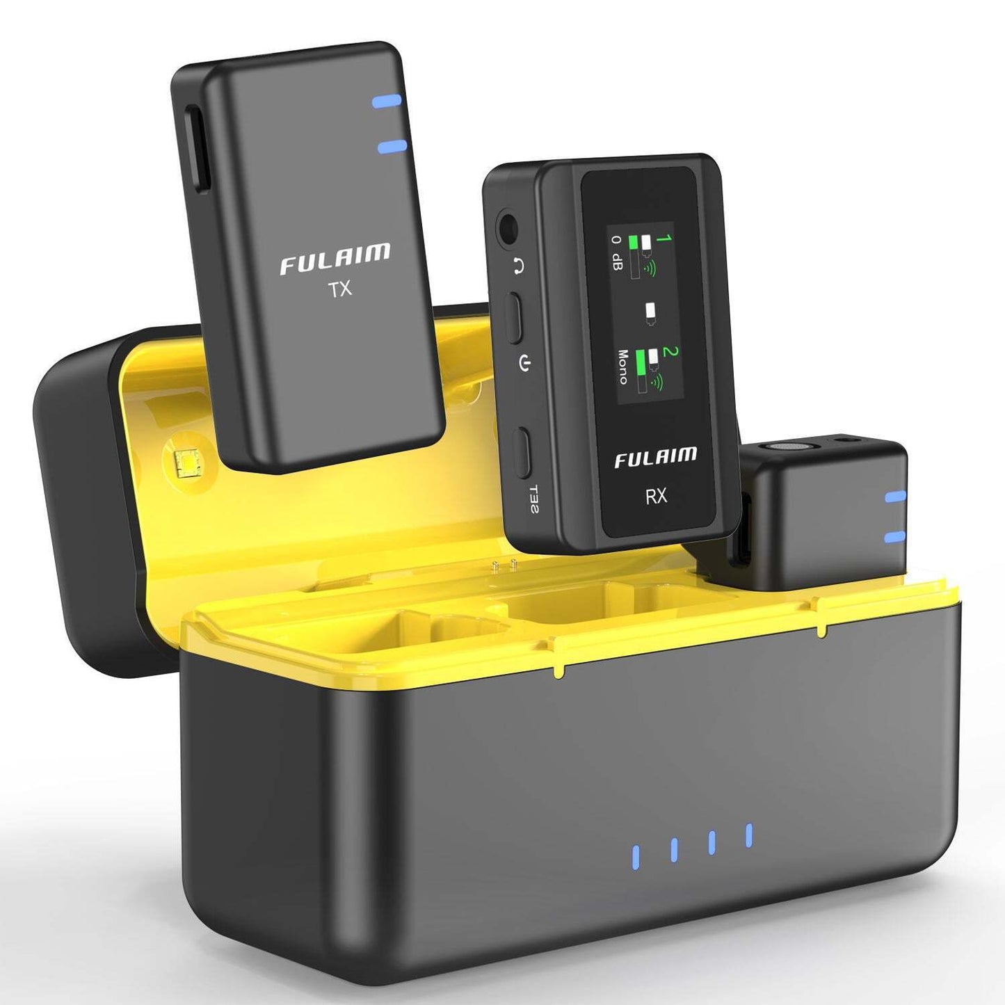 Sistema de Micrófono Inalámbrico Fulaim X5 – Kit Doble con Grabación Interna y Estuche de Carga