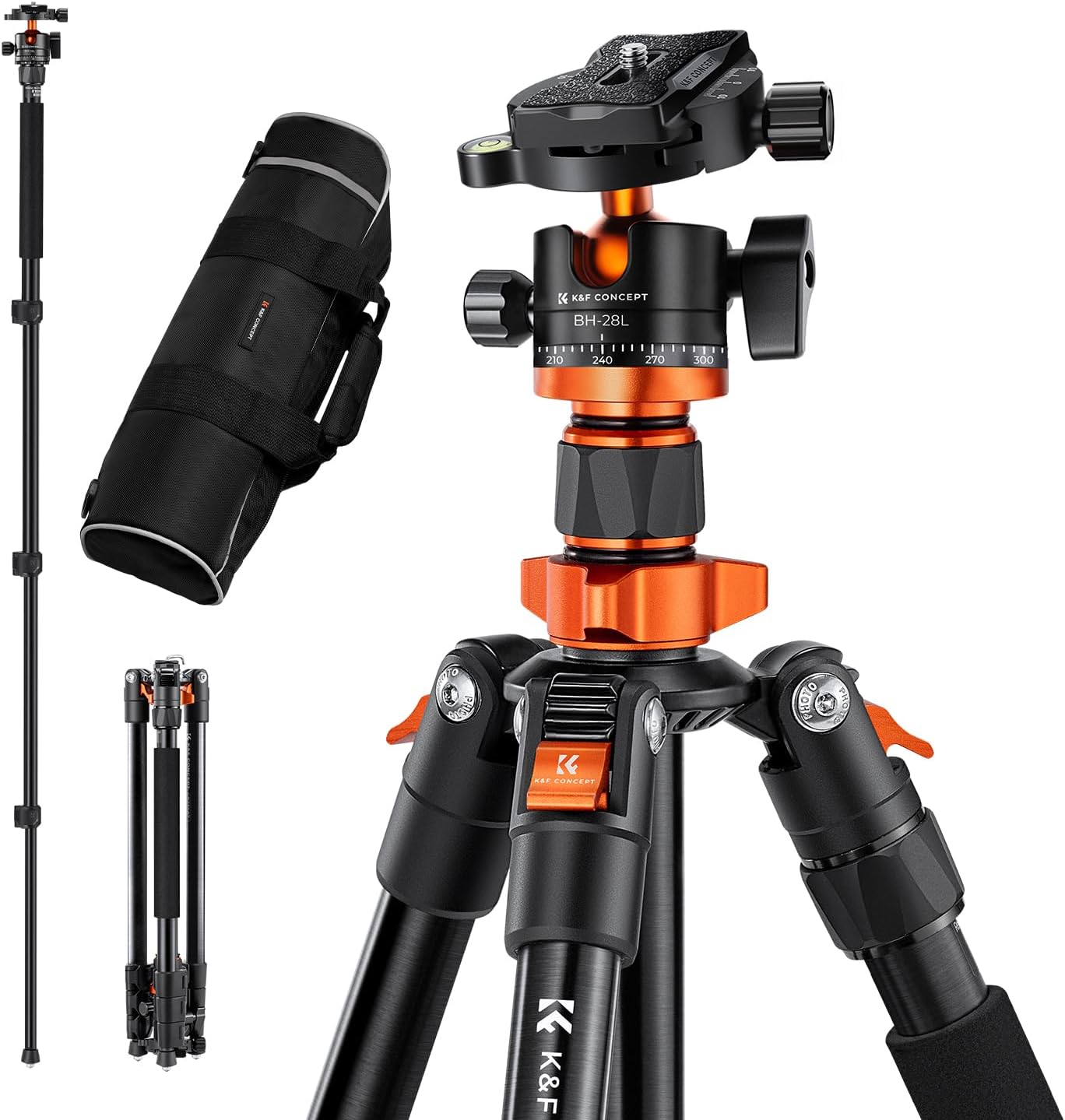 Trípode de COMBO Aluminio O254A1 + Cabezal BH - 28L – Capacidad 10 kg