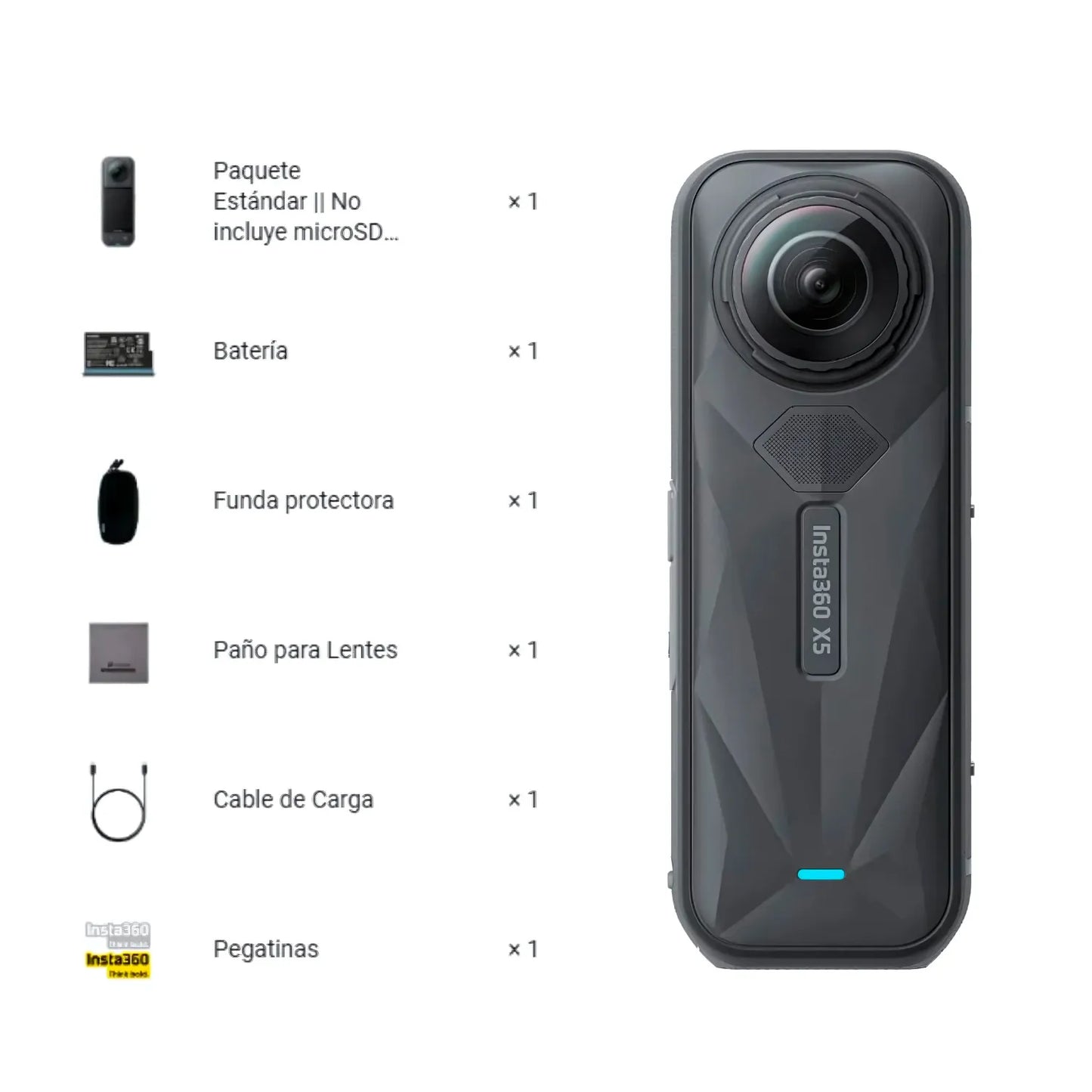 Cámara Insta360 X5 - Acción 360° de Próxima Generación - Resolución 8K Nativa - Estabilización FlowState