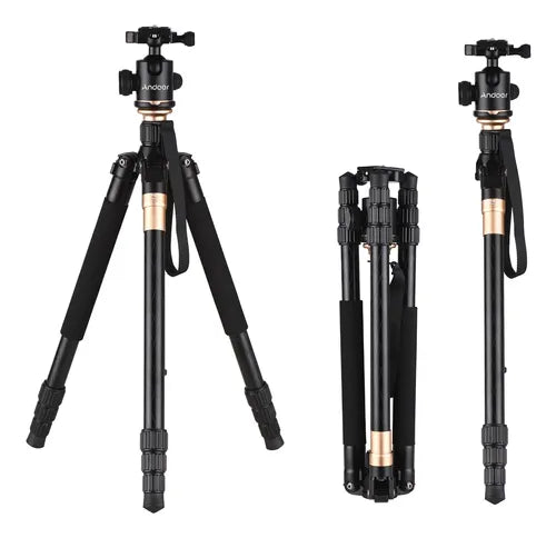 Trípode Profesional Q999 2-en-1 – Soporte de Aluminio, Monopié Integrado y Cabezal de Bola de 360° para Fotografía Pro