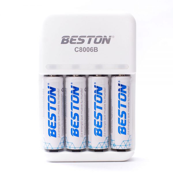 Cargador de Pilas Beston C8006B – Carga Rápida para Pilas AA, AAA y 9V con Indicador LED