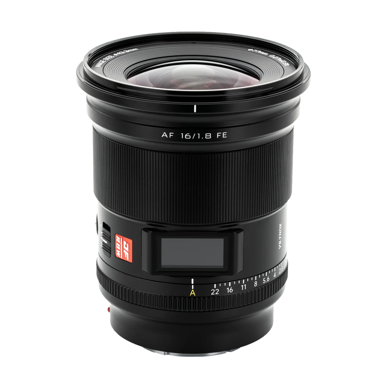 Lente Viltrox AF 16mm f/1.8 FE para Sony E – Ultra Gran Angular Profesional con Pantalla LCD