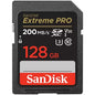 Memoria SanDisk Extreme Pro 128GB SDXC – Profesional, 200MB/s, Clase V30 para Video 4K UHD
