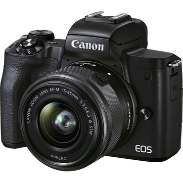 Combo Cámara Canon EOS M50 Mark II Kit 15-45mm IS STM + Memoria 64GB + Estuche Profesional