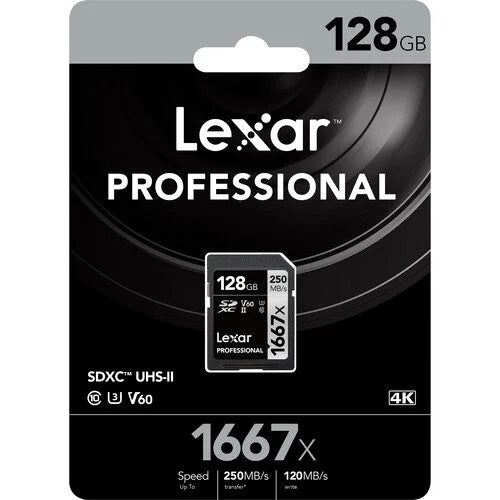 Memoria SD Lexar Professional Silver Pro de 128gb V60 | Tarjeta de Alta Velocidad V60