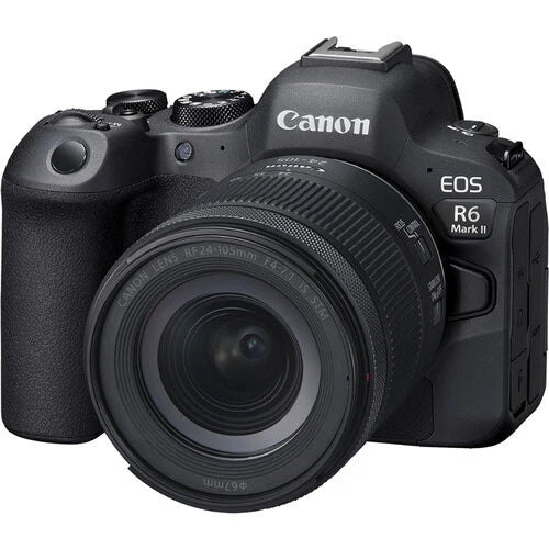 Cámara Canon EOS R6 Mark II Mirrorless Full Frame Kit RF 24-105mm f/4-7.1 IS STM – Sensor de 24.2 MP, Video 4K 60p, 40 fps y Enfoque con IA