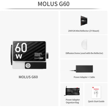 Zhiyun Molus G60 Combo – Iluminación Profesional de 60W Bicolor Ultra Compacta