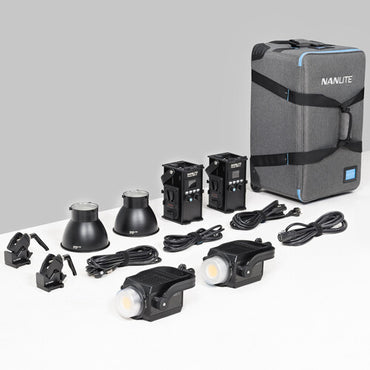 Nanlite Forza 300B II (Kit de 2 Luces) – Foco LED Bi-color de 300W con Maleta y Accesorios Profesionales