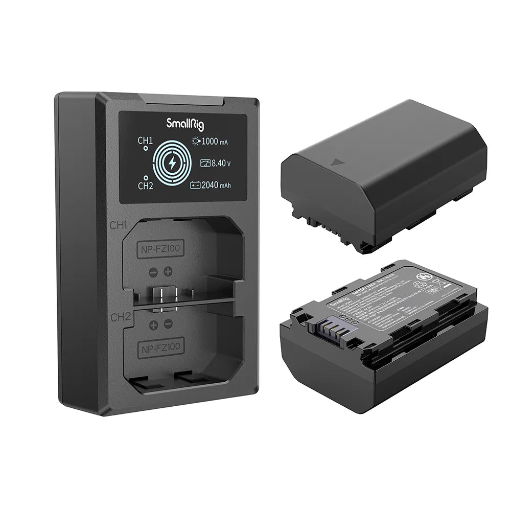 Kit de Baterías y Cargador SmallRig NP FZ100 para Cámaras Sony | Energía Profesional Ininterrumpida
