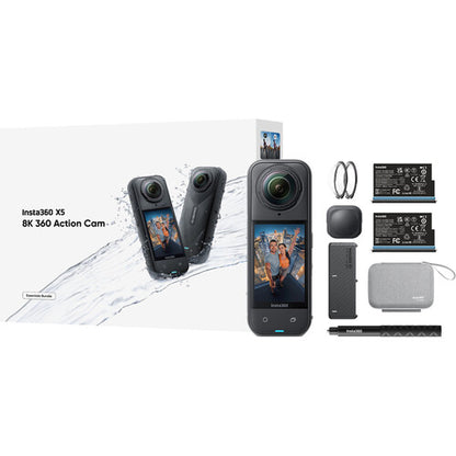 Cámara Insta360 X5 Essentials Bundle - Video 8K - Combo con Invisible Selfie Stick y Protectores de Lente