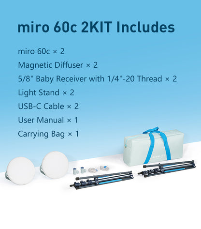 Kit de 2 Luces LED Nanlite 60C | Sistema de Iluminación Profesional a Color