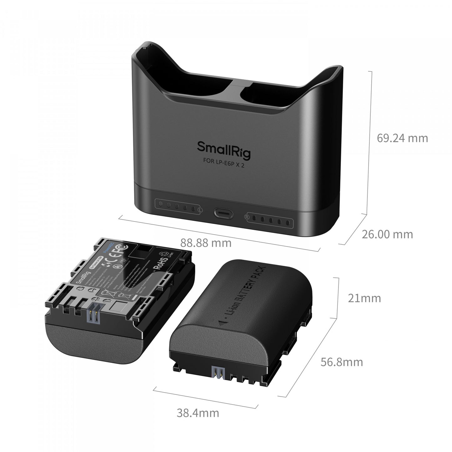 Kit de Baterías y Cargador SmallRig LP E6P para Cámaras Canon | Energía Profesional de Alto Rendimiento
