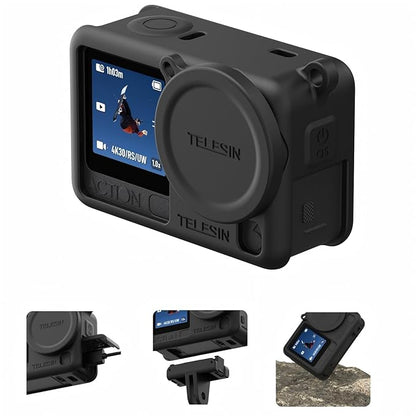 Funda de Silicona Telesin con Tapa de Lente para DJI Osmo Action 6 | Protección Integral