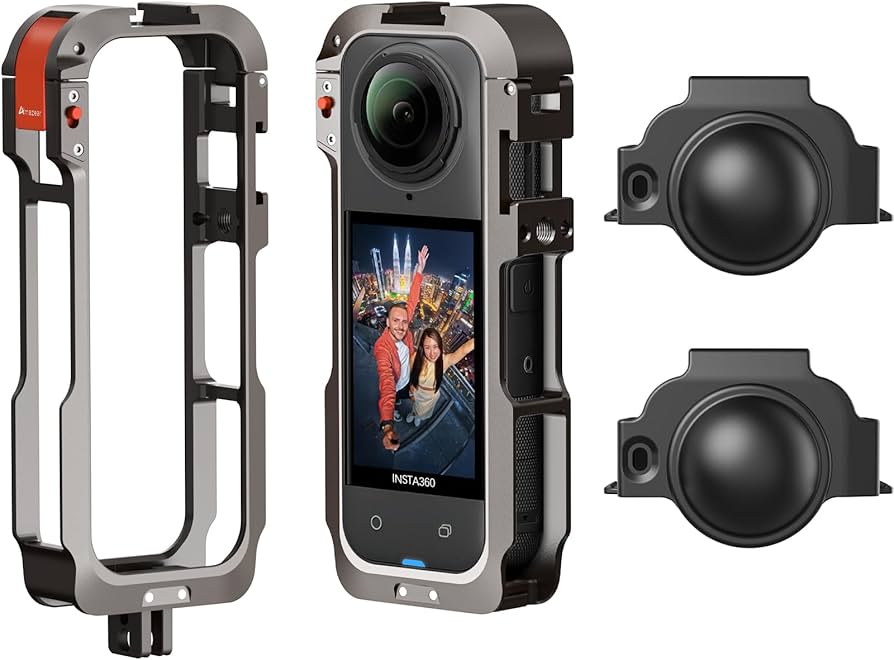 Marco Protector de Metal Amazear para Insta360 X5 | Jaula de Aluminio Premium