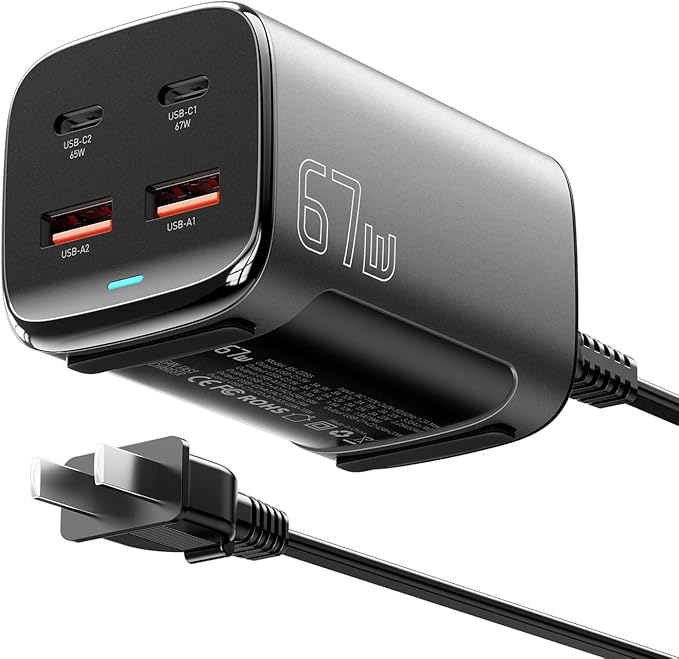 Adaptador de Corriente Essager 67W GaN | Cargador de Pared de Carga Rápida Ultra Compacto