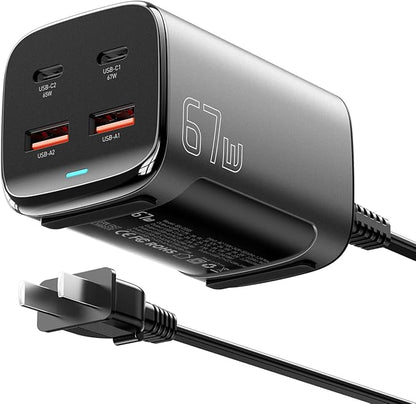 Adaptador de Corriente Essager 67W GaN | Cargador de Pared de Carga Rápida Ultra Compacto