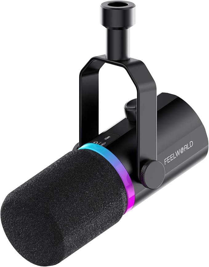 Feelworld PM1 - Micrófono de Condensador USB/XLR Profesional para Podcast y Streaming