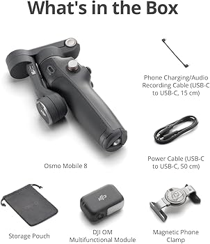 Estabilizador DJI Osmo Mobile 8 - Gimbal para Smartphone con IA Adaptativa - ActiveTrack 8.0 Pro - Varilla de Extensión y Trípode Integrado