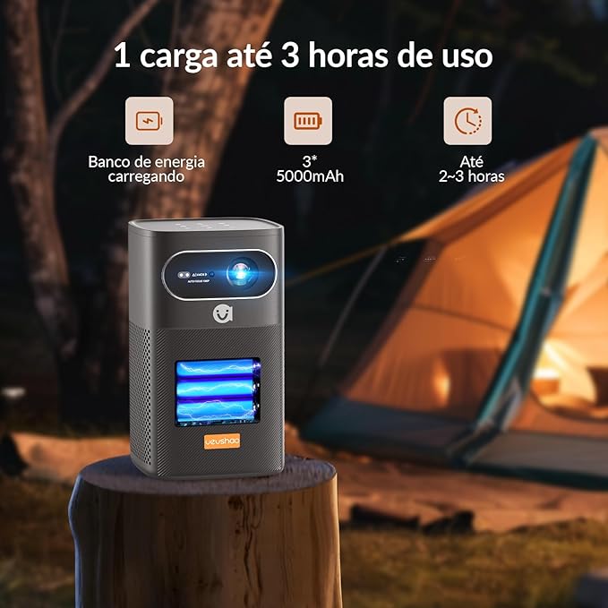 Proyector de Camping VEVSHAO V30 Mini 1080 Recargable | Cine Portátil al Aire Libre