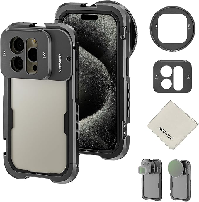 Jaula de Protección Neewer para Celular iPhone 15 Pro y iPhone 15 Pro Max | Armazón de Video y Cine Móvil