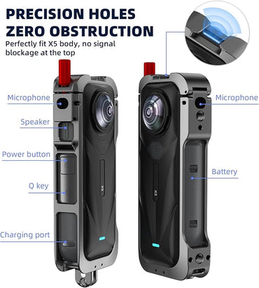 Marco Protector de Metal Flymile para Insta360 X5 | Jaula de Aluminio Premium