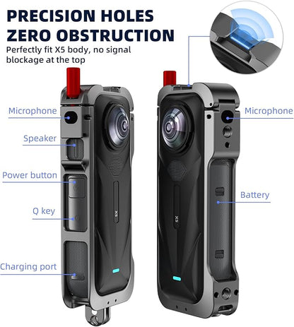 Marco Protector de Metal Flymile para Insta360 X5 | Jaula de Aluminio Premium