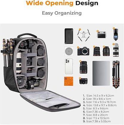 Mochila K&F Concept para Cámara | Maleta Rígida Impermeable con Compartimento Fotográfico – EOA Tecnología