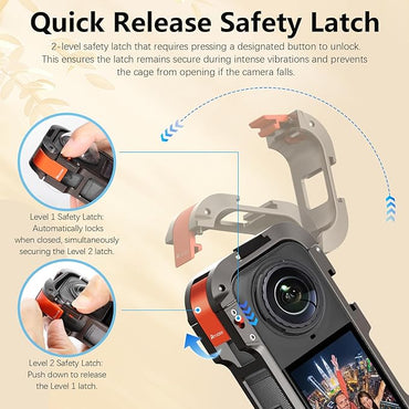 Marco Protector de Metal Amazear para Insta360 X5 | Jaula de Aluminio Premium
