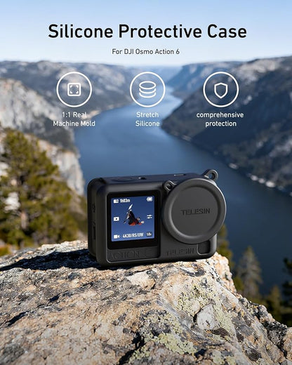 Funda de Silicona Telesin con Tapa de Lente para DJI Osmo Action 6 | Protección Integral
