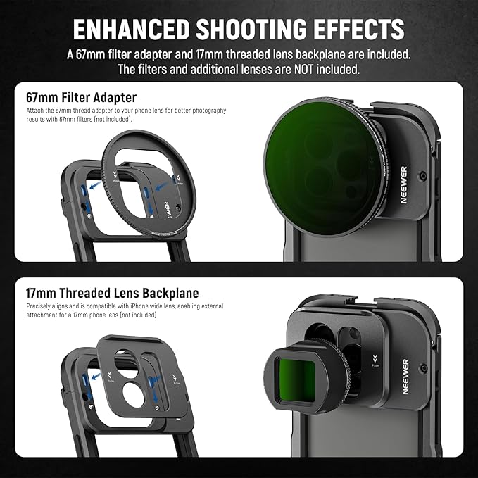 Jaula de Protección Neewer para Celular iPhone 15 Pro y iPhone 15 Pro Max | Armazón de Video y Cine Móvil