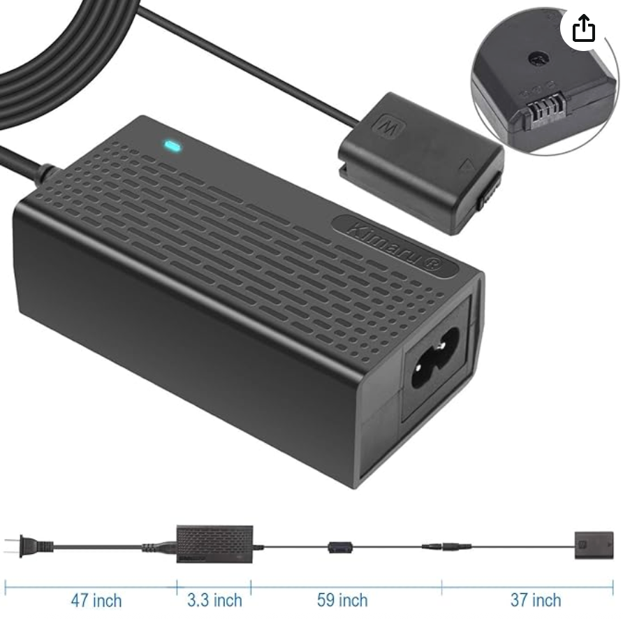 Batería Dummy NP FW50 Kimaru con Adaptador de Corriente | Alimentación Continua para Cámara