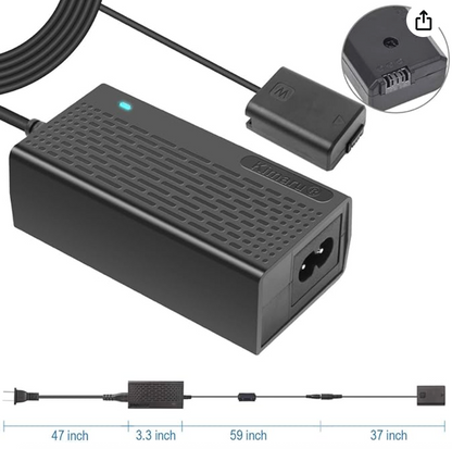 Batería Dummy NP FW50 Kimaru con Adaptador de Corriente | Alimentación Continua para Cámara