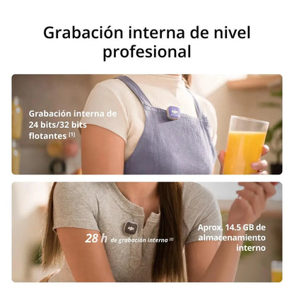 Sistema de Micrófonos Inalámbricos DJI Mic Mini 2S (2 TX + 1 RX + Estuche de Carga) – Audio Profesional 32-bit Float, Cancelación de Ruido por IA y Alcance de 400 m